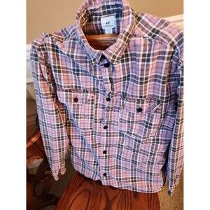 Men’s H&M Overshirt Plaid Flannel Shirt Jacket Pink White Black - Size large